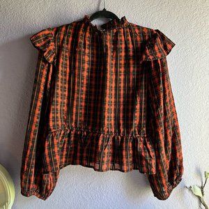 TopShop Check Smock Top